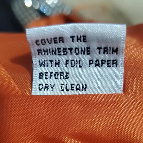 Vtg Niteline Chic  Orange Silk  Gown with Silver Accents - Picture 15 of 16